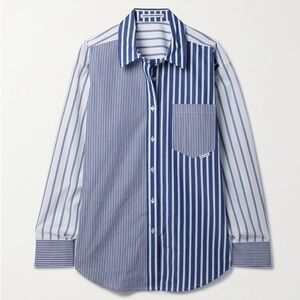 Alexander Wang Blocked Striped Print Button Down Shirt Blue White Women’s Size S